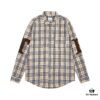 Burberry Letter Plaid Cotton Poplin Shirt, 100% Pure Cotton, Original Quality, Custom Buttons, Chest Patch Pocket, Toweling Fabric Appliqué on Sleeves, All-Over Pattern Matching, Unisex Design