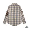 Burberry Letter Plaid Cotton Poplin Shirt, 100% Pure Cotton, Original Quality, Custom Buttons, Chest Patch Pocket, Toweling Fabric Appliqué on Sleeves, All-Over Pattern Matching, Unisex Design