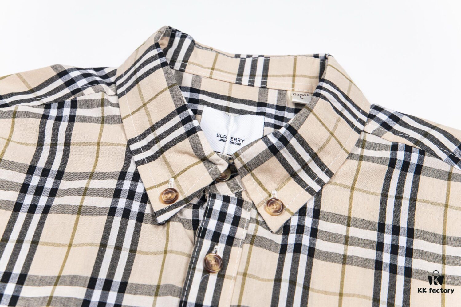 Burberry Letter Plaid Cotton Poplin Shirt, 100% Pure Cotton, Original Quality, Custom Buttons, Chest Patch Pocket, Toweling Fabric Appliqué on Sleeves, All-Over Pattern Matching, Unisex Design