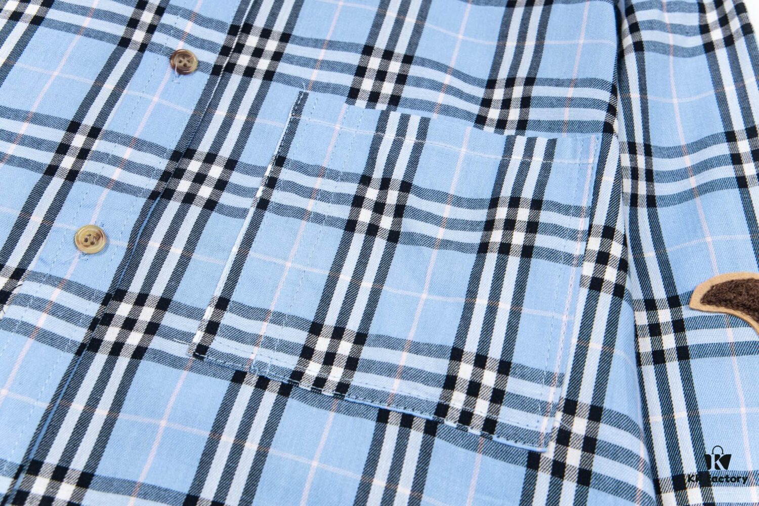 Burberry Letter Plaid Cotton Poplin Shirt, Original 100% Cotton, Premium Quality with Custom Buttons, Patch Pocket, and Toweling Fabric Appliqué on Sleeves