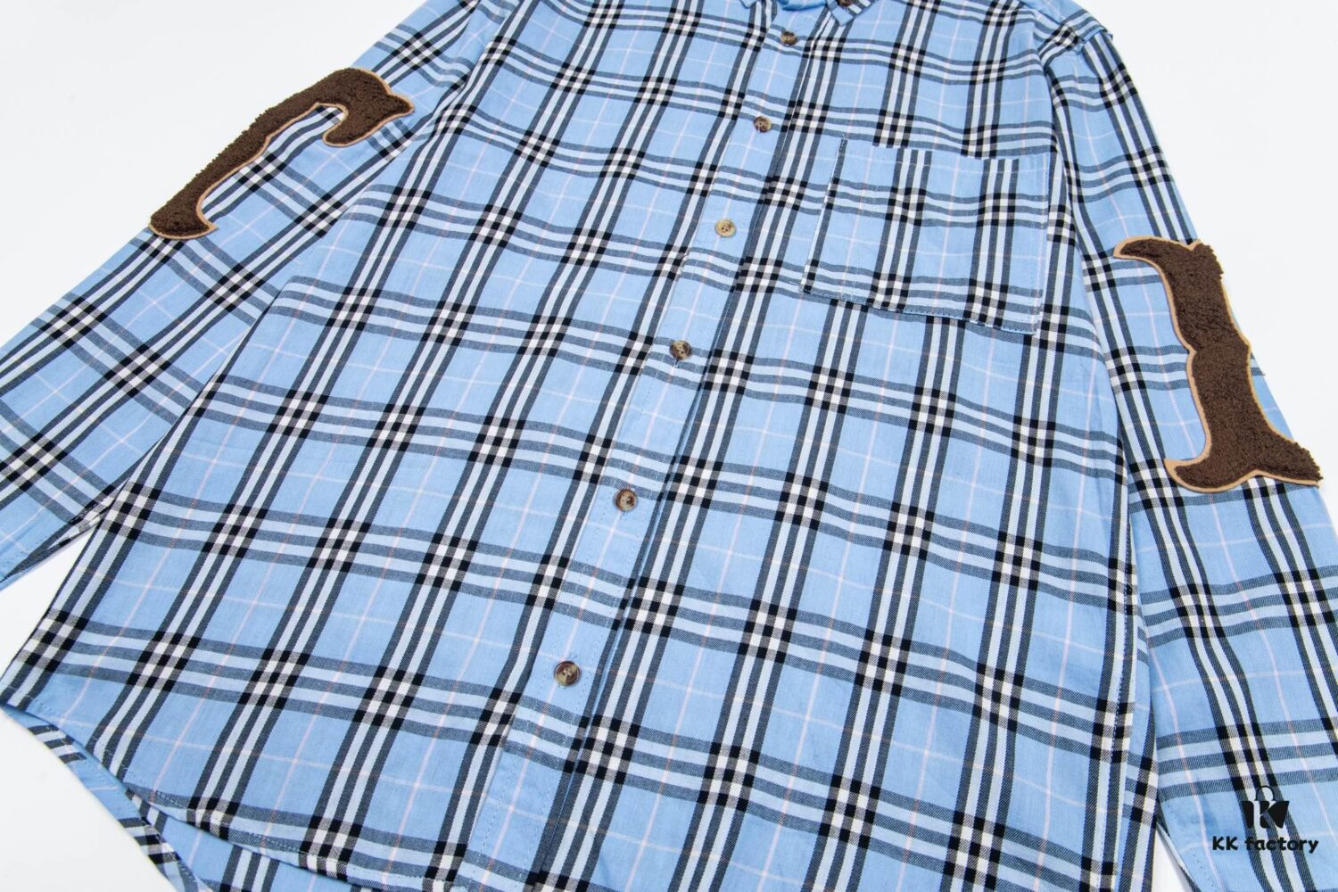 Burberry Letter Plaid Cotton Poplin Shirt, Original 100% Cotton, Premium Quality with Custom Buttons, Patch Pocket, and Toweling Fabric Appliqué on Sleeves