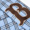 Burberry Letter Plaid Cotton Poplin Shirt, Original 100% Cotton, Premium Quality with Custom Buttons, Patch Pocket, and Toweling Fabric Appliqué on Sleeves