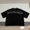 BALENCIAGA 2025SS New Arrival Letter Tape Print Distressed Washed Hole Unisex Cotton Loose Short Sleeve T-Shirt