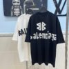 BALENCIAGA Tape Logo Printed Short-Sleeve T-Shirt, Made from 280g Double-Layer Pure Cotton Fabric, Comfortable and Soft to Wear, Featuring Raised Tape Logo Printing for a Premium, Three-Dimensional Look, High-Quality Replica, Complete with All Three Labels