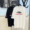 BALENCIAGA Logo Embroidered Heavy Washed Short Sleeve T-Shirt in 300g Double Cotton Fabric