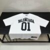 BALENCIAGA Spring/Summer 2025 Letter Embroidered '01' Number Short Sleeve T-Shirt, Made from 300g Double-Layer Pure Cotton Fabric with Exquisite Blind Embroidery and High-Definition Direct-to-Film Printing on Front and Back