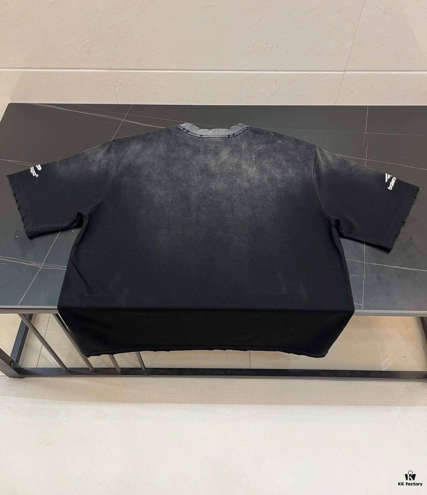 Balenciaga M Logo Embroidered Vintage Wash Short Sleeve T-Shirt