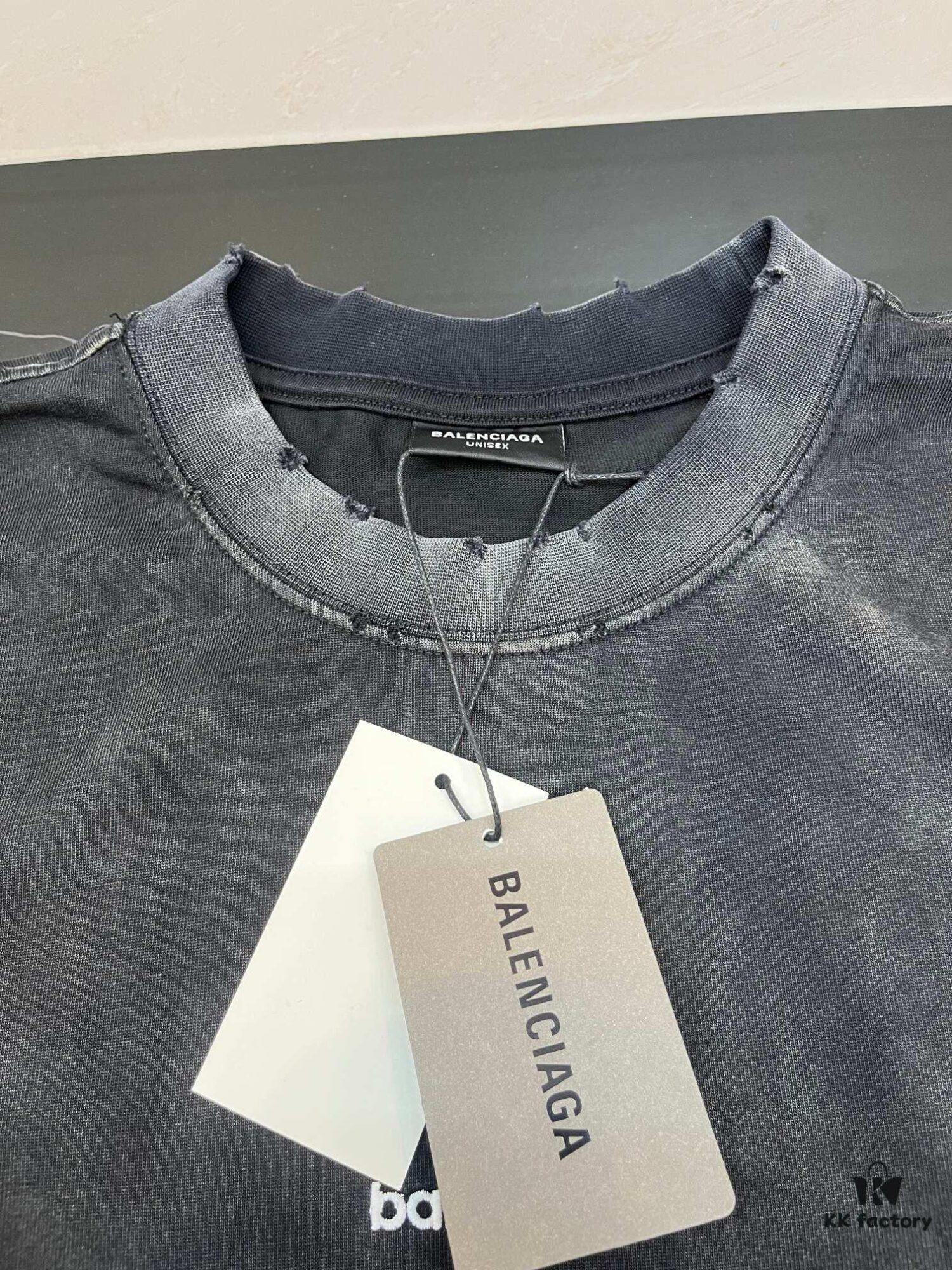 Balenciaga M Logo Embroidered Vintage Wash Short Sleeve T-Shirt