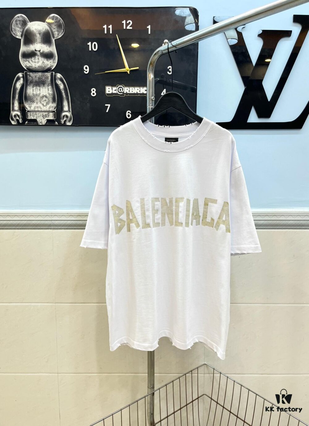 BALENCIAGA Printed Tape Short Sleeve T-Shirt, 280g Double Cotton Fabric, Realistic Tape Design with Digital and Heat Transfer Printing