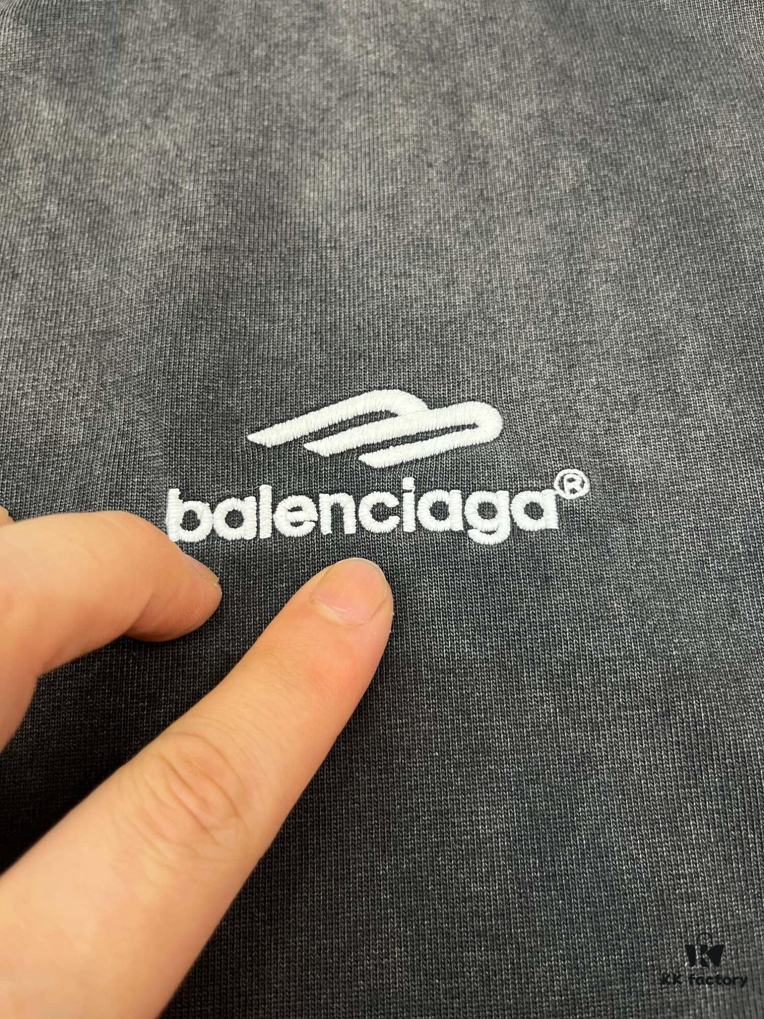 Balenciaga M Logo Embroidered Vintage Wash Short Sleeve T-Shirt