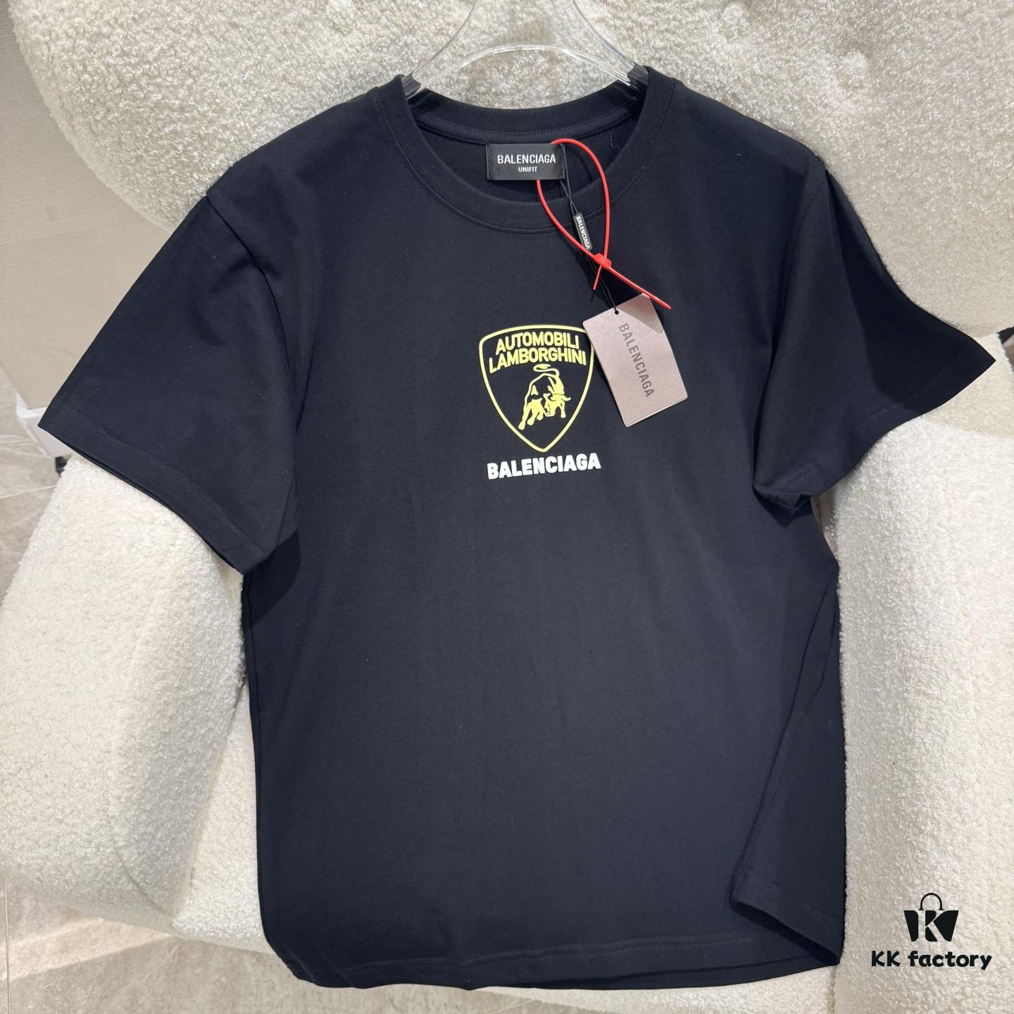 Balenciaga x Lamborghini Collaborative Logo Print Short Sleeve T-Shirt SS25 Latest Release