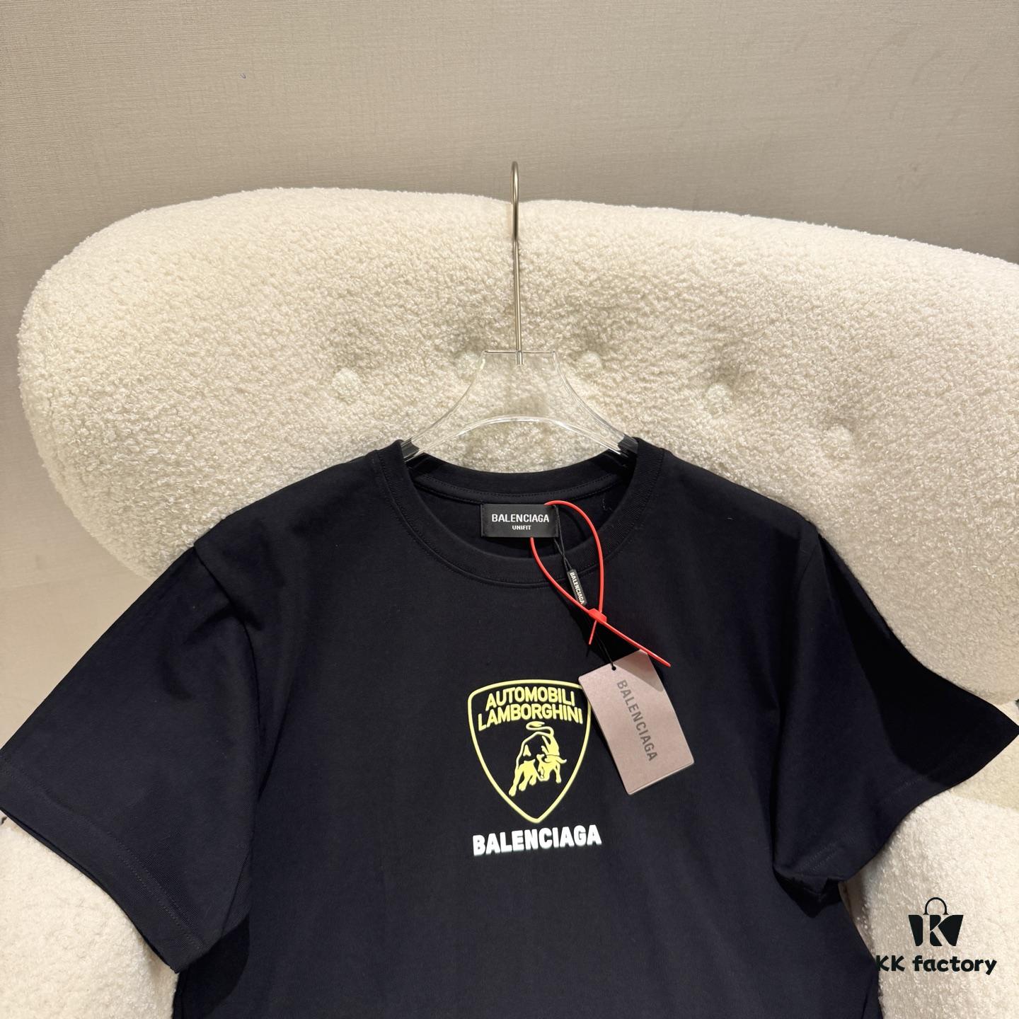 Balenciaga x Lamborghini Collaborative Logo Print Short Sleeve T-Shirt SS25 Latest Release