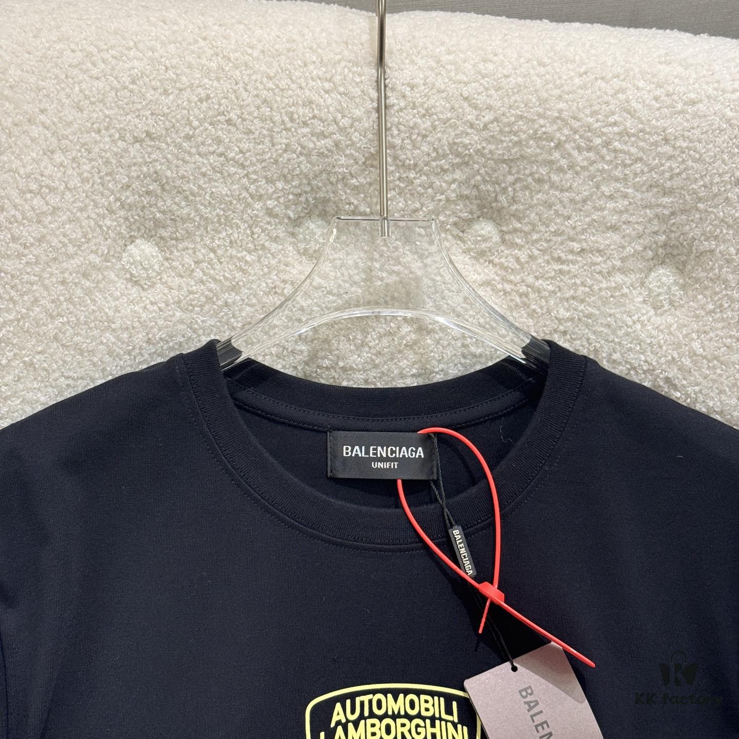 Balenciaga x Lamborghini Collaborative Logo Print Short Sleeve T-Shirt SS25 Latest Release