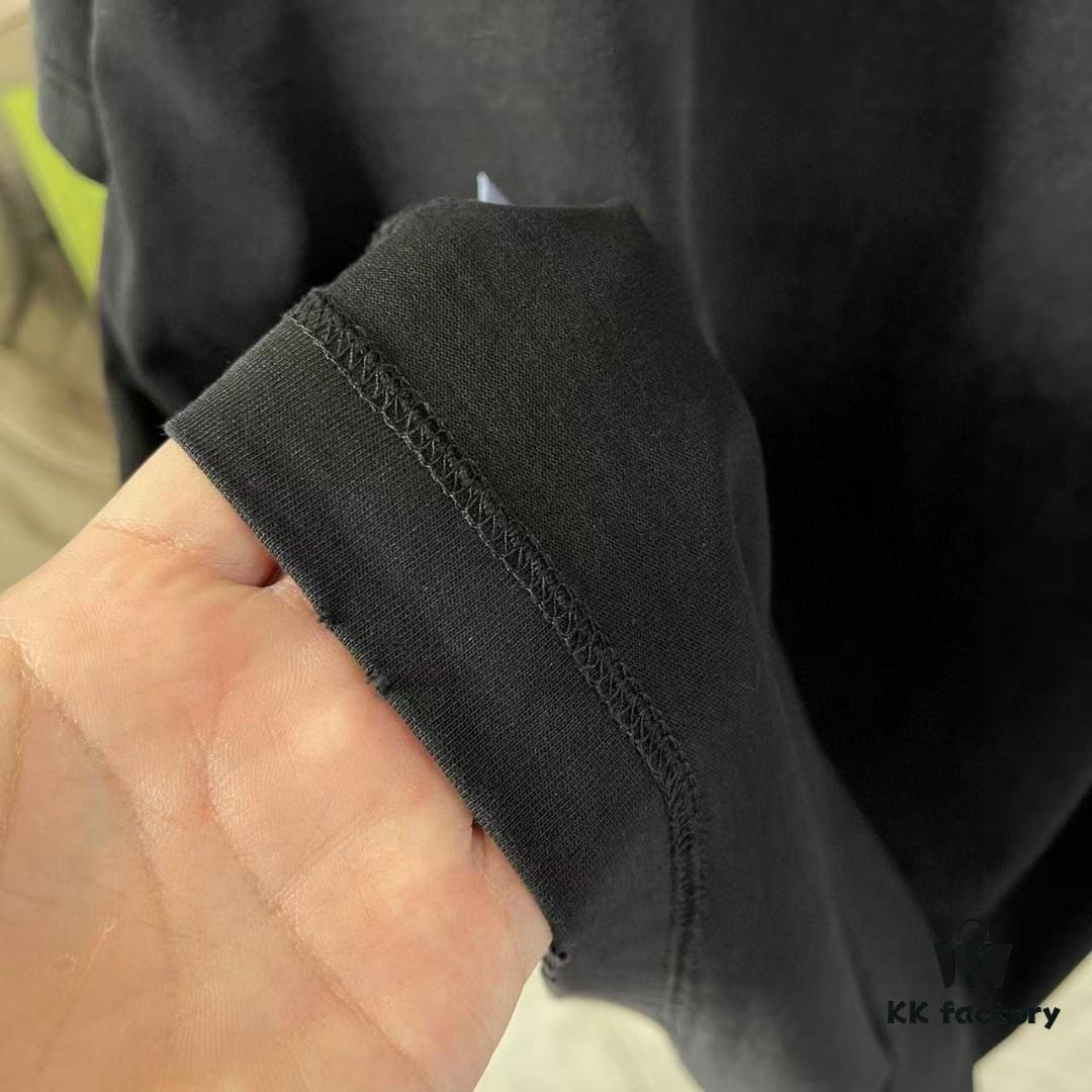 BALENCI*GA Paris 2025 Summer New Arrival Gradient Distressed Custom Fabric 320g Logo Print Short Sleeve T-Shirt Unisex