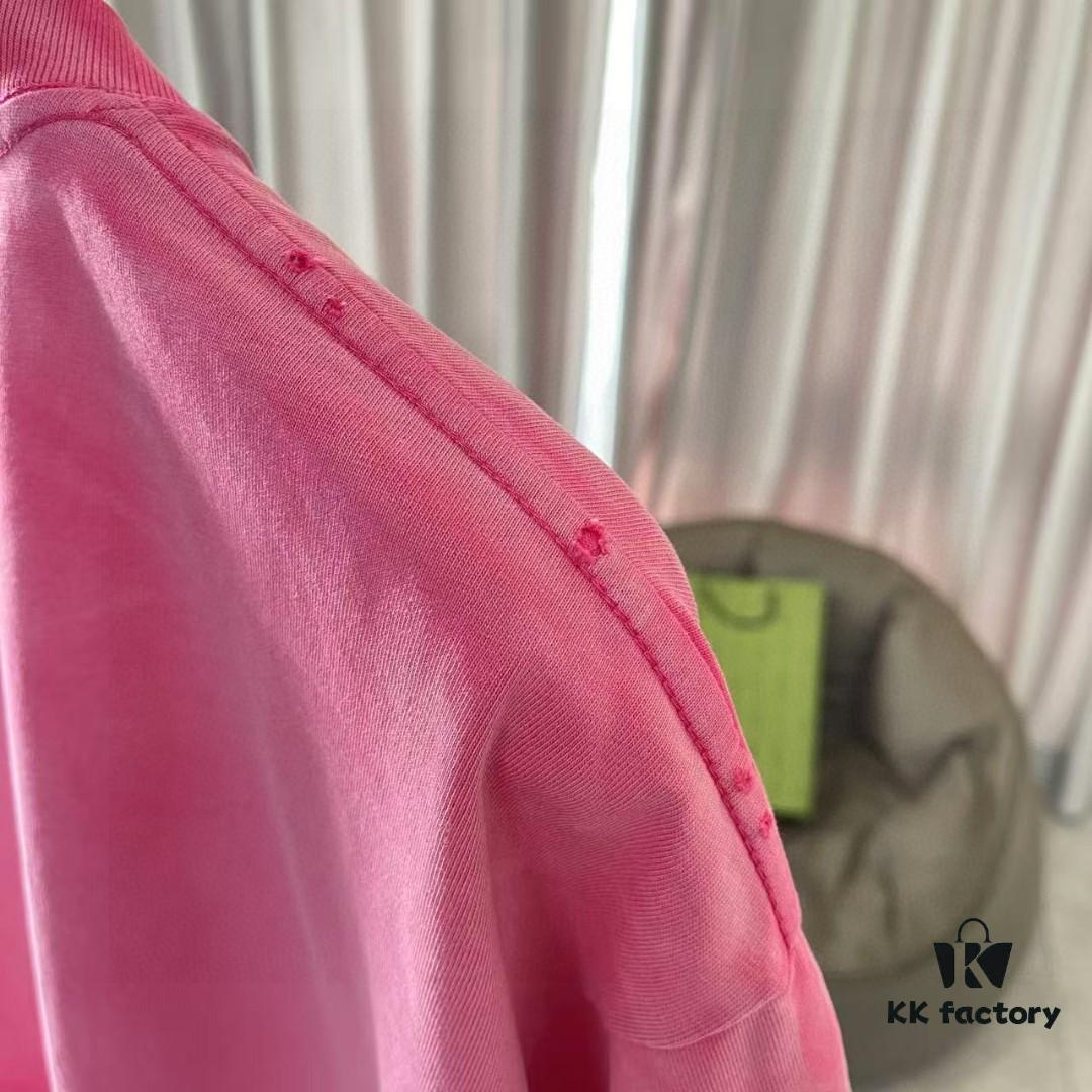 BALENCI*GA Paris 2025 Summer New Arrival Gradient Distressed Custom Fabric 320g Logo Print Short Sleeve T-Shirt Unisex