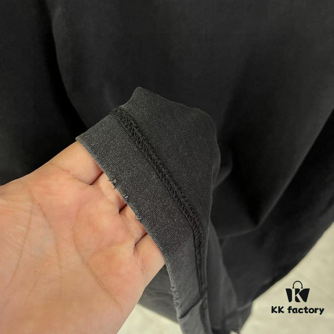 BALENCI*GA Paris 2025 Summer New Arrival Distressed Gradient Letter Logo Print Custom 320g Fabric Short Sleeve T-Shirt Unisex