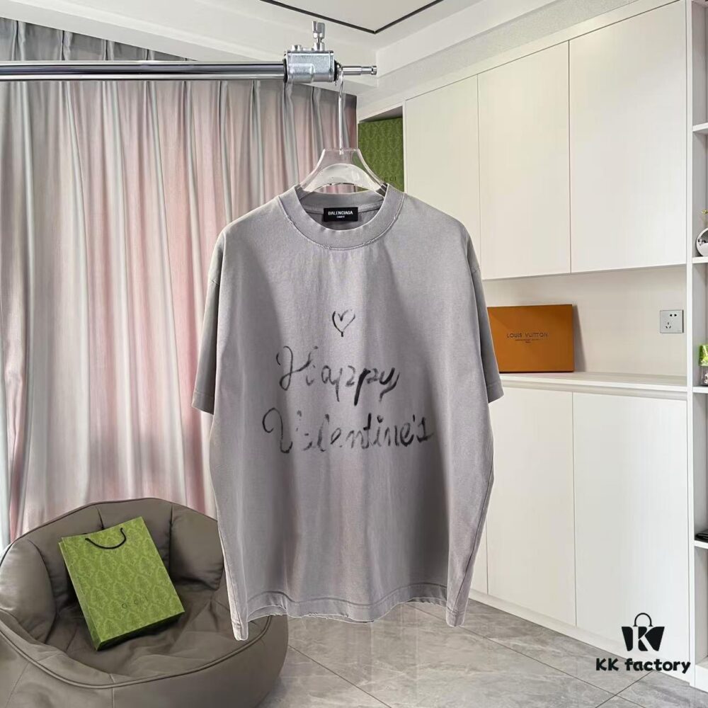 BALENCI*GA Paris 2025 Summer New Arrival Ombre Distressed Custom Fabric 320g Graphic Logo Short Sleeve T-Shirt Unisex