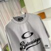 BALENCI*GA Paris 2025 Summer New Arrival Ombre Distressed Vintage Letter Logo Print Custom 320g Fabric Short Sleeve T-Shirt Unisex