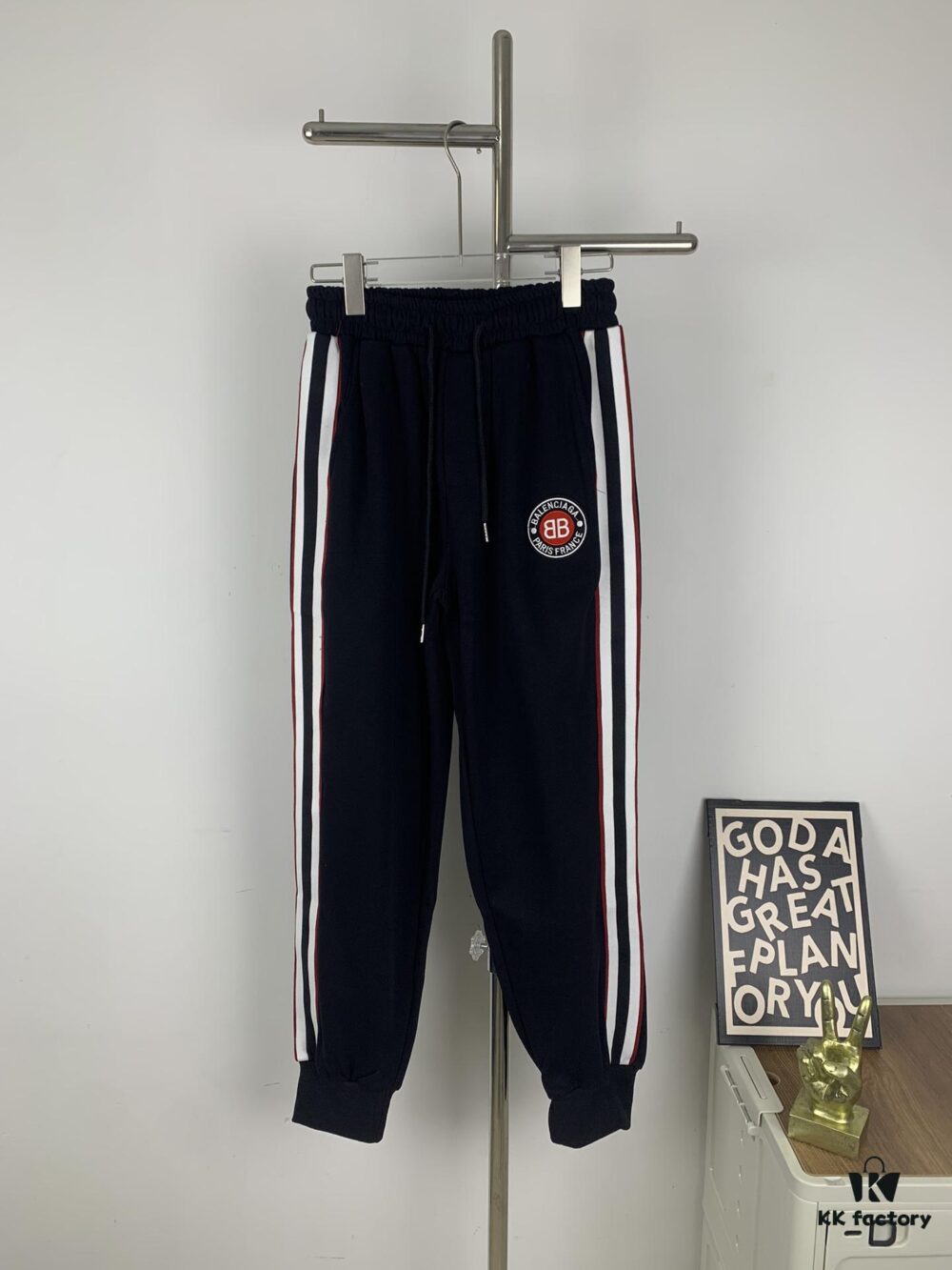 New B Balenciaga BLCG Embroidered Webbing Red White Black Striped Joggers Unisex - Stylish and Flattering Fit