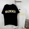 New Arrival Balenciaga-Inspired Tape Logo Distressed Short-Sleeve T-Shirt