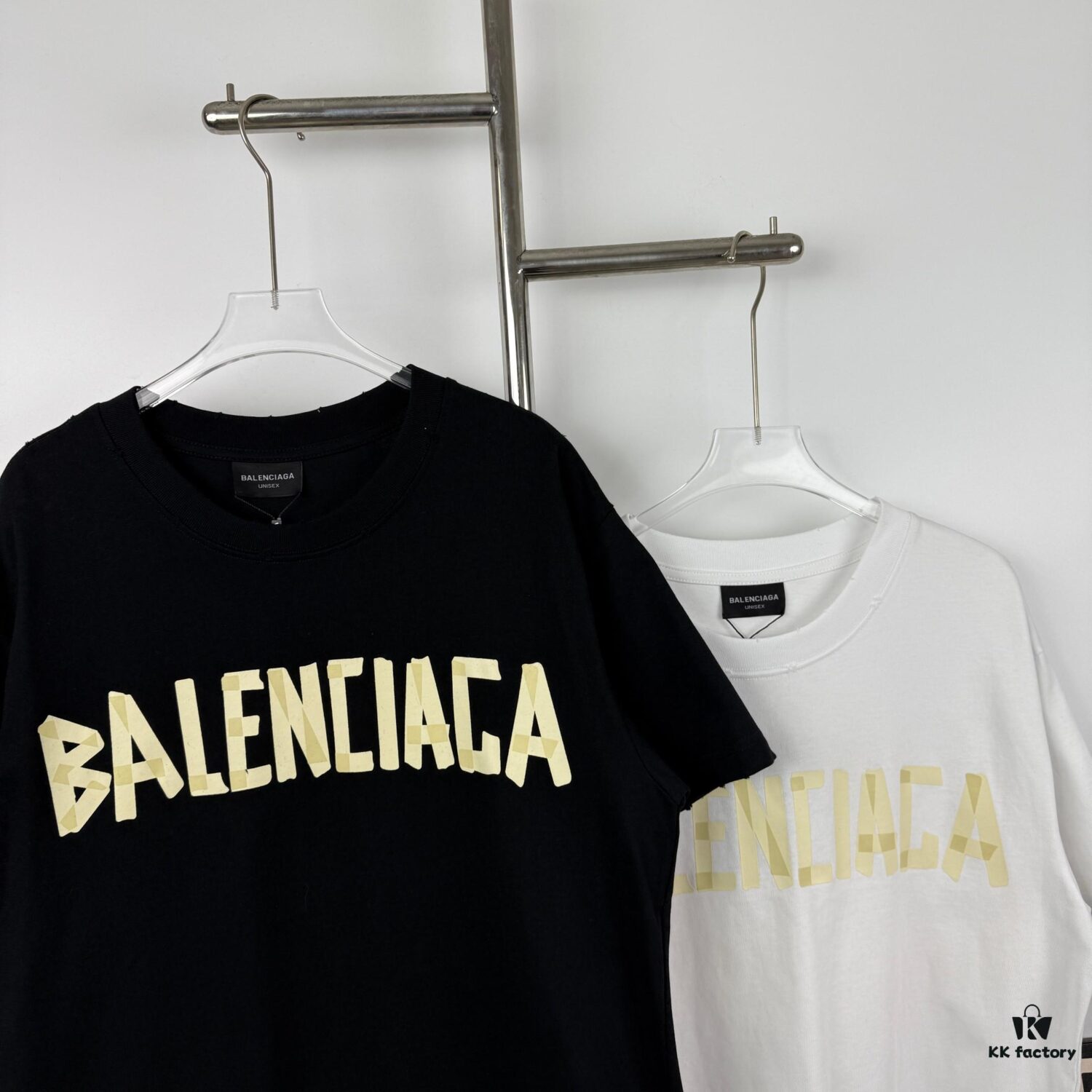 New Arrival Balenciaga-Inspired Tape Logo Distressed Short-Sleeve T-Shirt