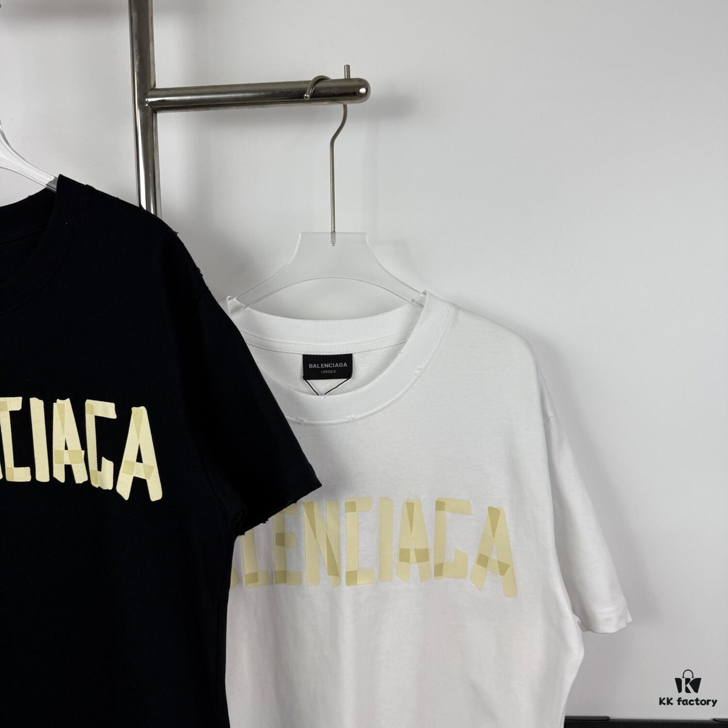 New Arrival Balenciaga-Inspired Tape Logo Distressed Short-Sleeve T-Shirt