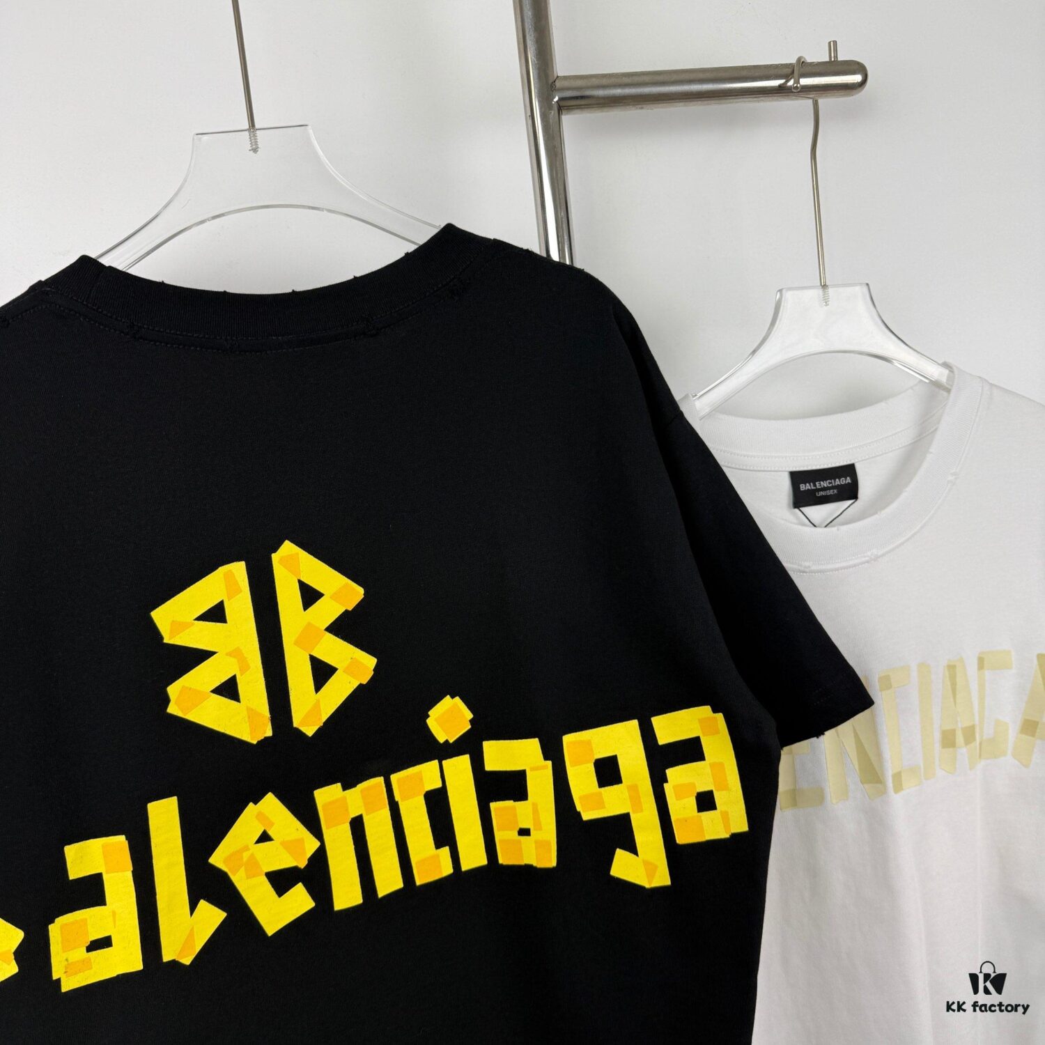 New Arrival Balenciaga-Inspired Tape Logo Distressed Short-Sleeve T-Shirt