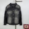 New Balenciaga Logo Embroidered Washed Denim Gray Jacket