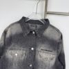 New Balenciaga Logo Embroidered Washed Denim Gray Jacket