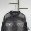 New Balenciaga Logo Embroidered Washed Denim Gray Jacket