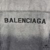 New Balenciaga Logo Embroidered Washed Denim Gray Jacket
