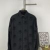 New Balenciaga 2024 SS Unisex Flocked Print Button-Up Shirt with Logo Buckle, Cotton Satin Fabric with Subtle Stretch