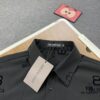 New Balenciaga 2024 SS Unisex Flocked Print Button-Up Shirt with Logo Buckle, Cotton Satin Fabric with Subtle Stretch
