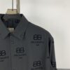 New Balenciaga 2024 SS Unisex Flocked Print Button-Up Shirt with Logo Buckle, Cotton Satin Fabric with Subtle Stretch