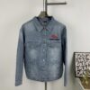 New Balenciaga Streetwear 3M Embroidery Unisex High-Quality Washed Denim Jacket