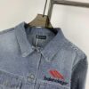 New Balenciaga Streetwear 3M Embroidery Unisex High-Quality Washed Denim Jacket