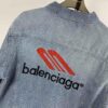 New Balenciaga Streetwear 3M Embroidery Unisex High-Quality Washed Denim Jacket