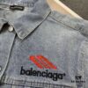 New Balenciaga Streetwear 3M Embroidery Unisex High-Quality Washed Denim Jacket