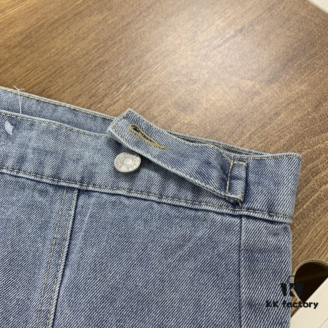 New Balenciaga Streetwear 3M Embroidery Unisex High-Quality Washed Denim Jacket