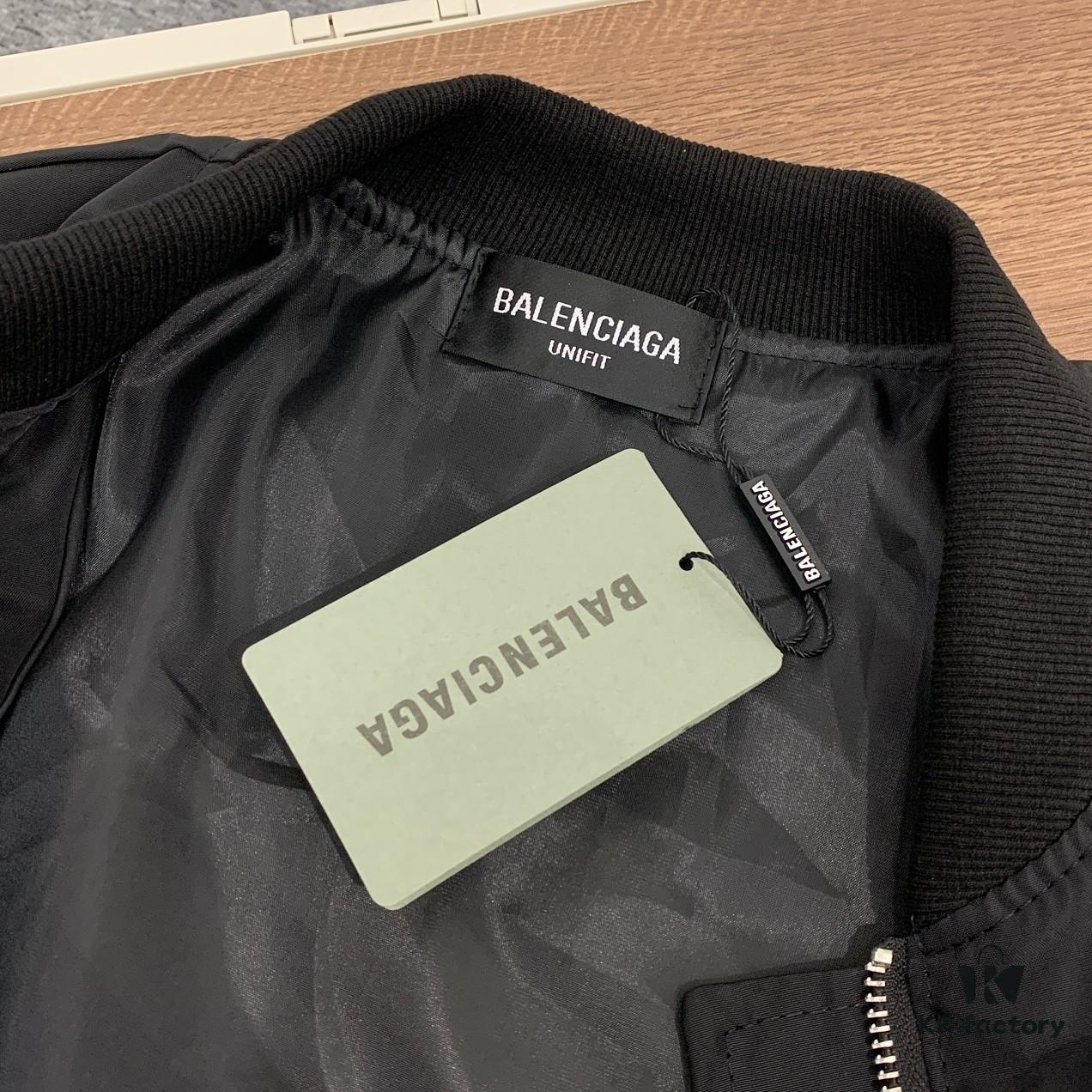 New Balenciaga 2023 Embroidered Stand Collar Jacket Unisex Waterproof Coated Double-Layer with Lining