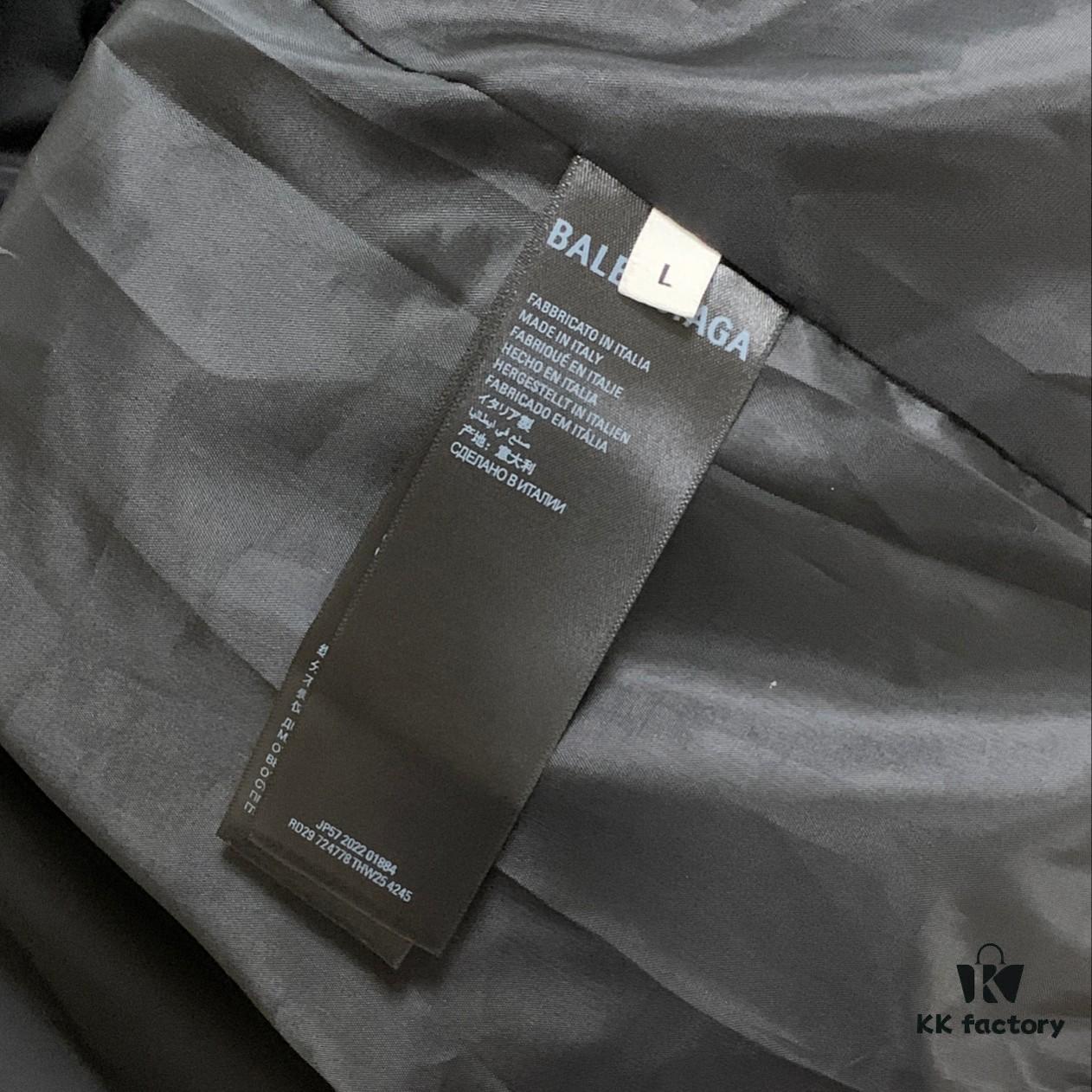 New Balenciaga 2023 Embroidered Stand Collar Jacket Unisex Waterproof Coated Double-Layer with Lining