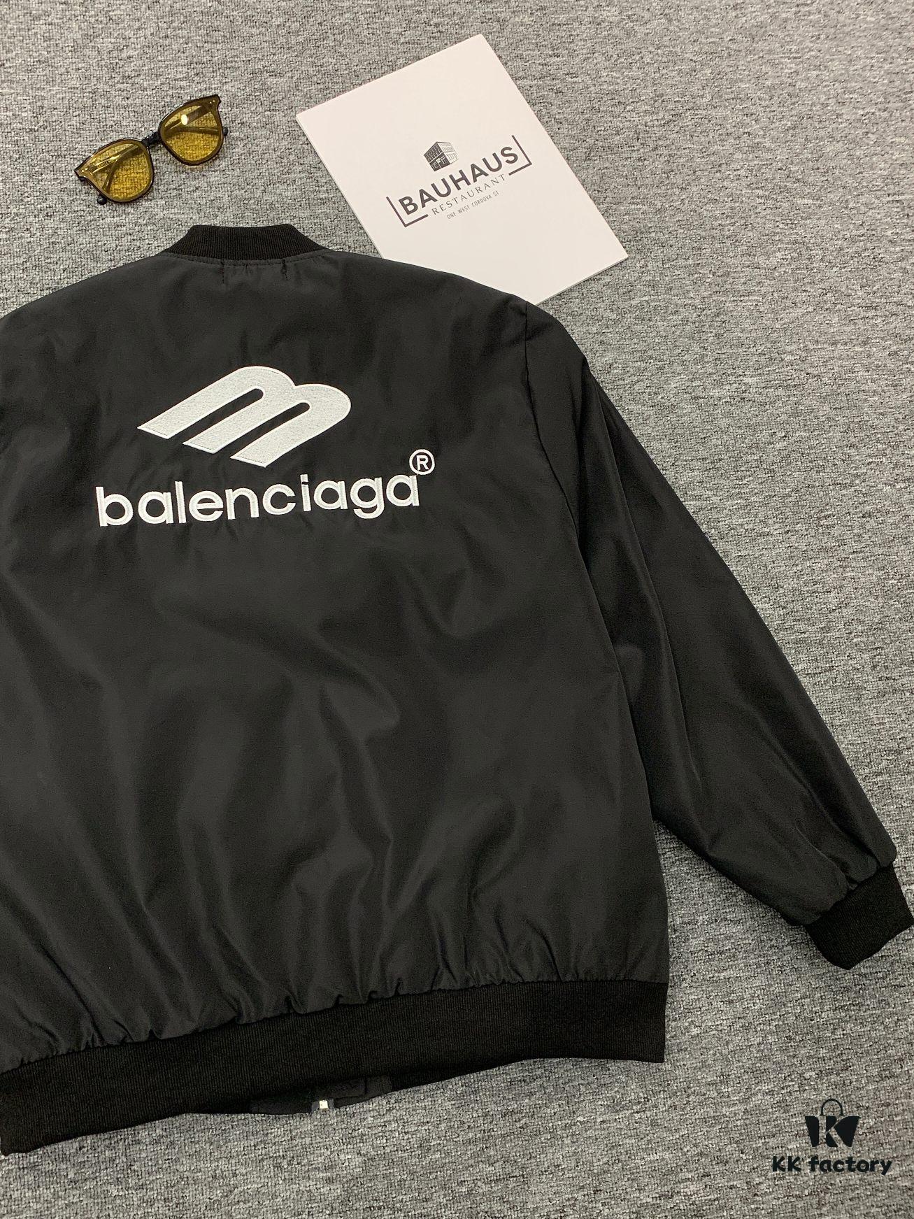 New Balenciaga 2023 Embroidered Stand Collar Jacket Unisex Waterproof Coated Double-Layer with Lining