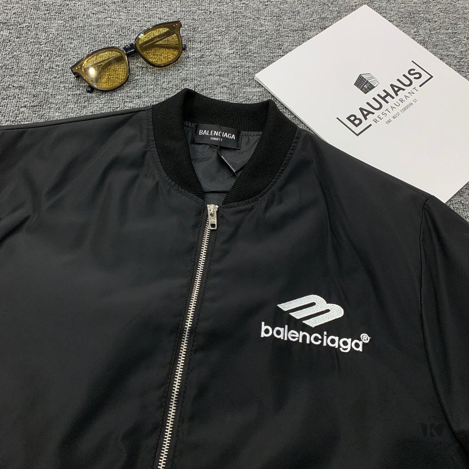 New Balenciaga 2023 Embroidered Stand Collar Jacket Unisex Waterproof Coated Double-Layer with Lining