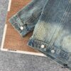 New Balenciaga BLCG Washed Vintage Back Rhinestone Logo Denim Jacket