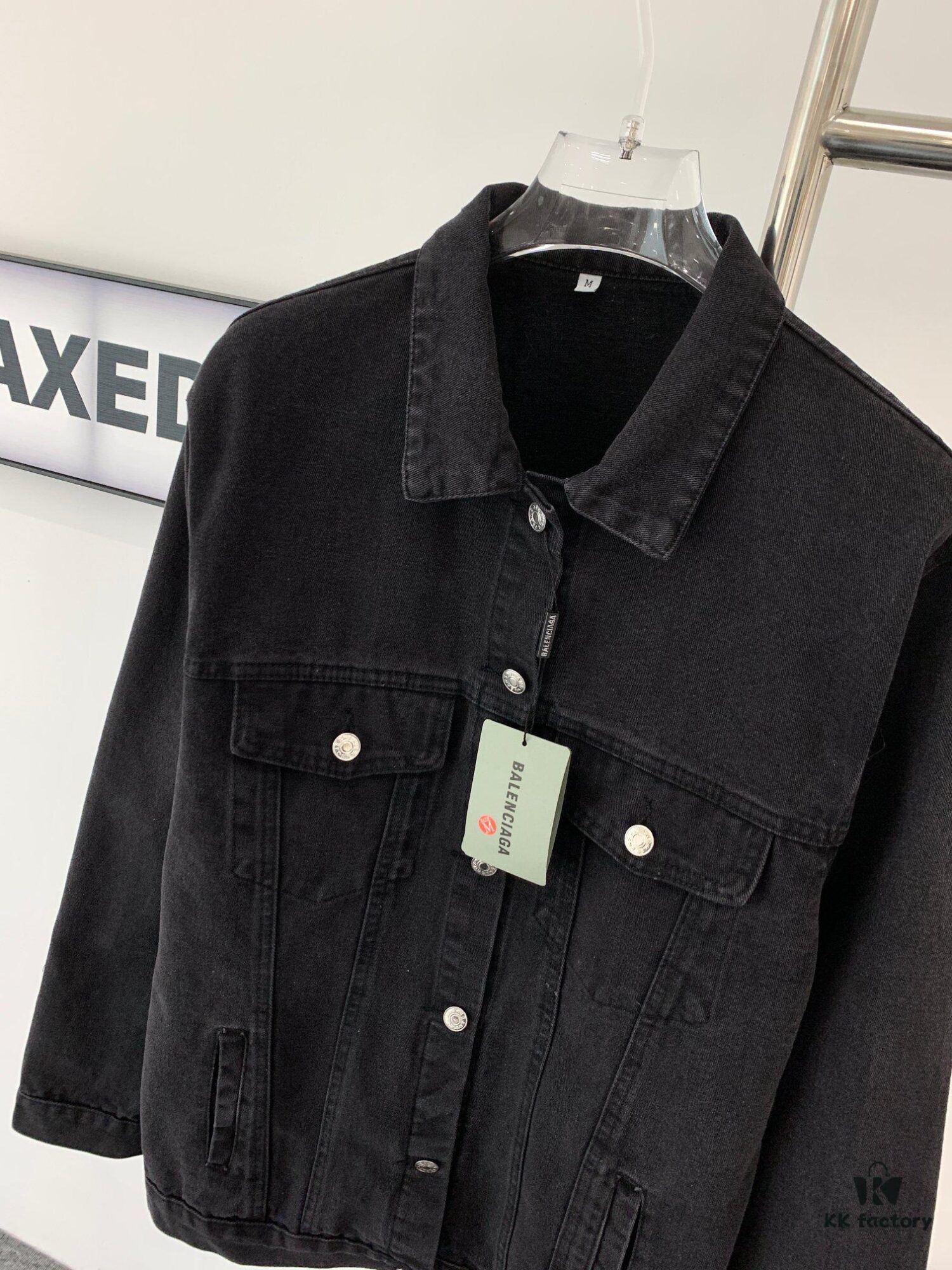 Balenciaga Double B Graffiti White Splatter Print Vintage Wash Denim Jacket