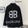 Balenciaga Double B Graffiti White Splatter Print Vintage Wash Denim Jacket