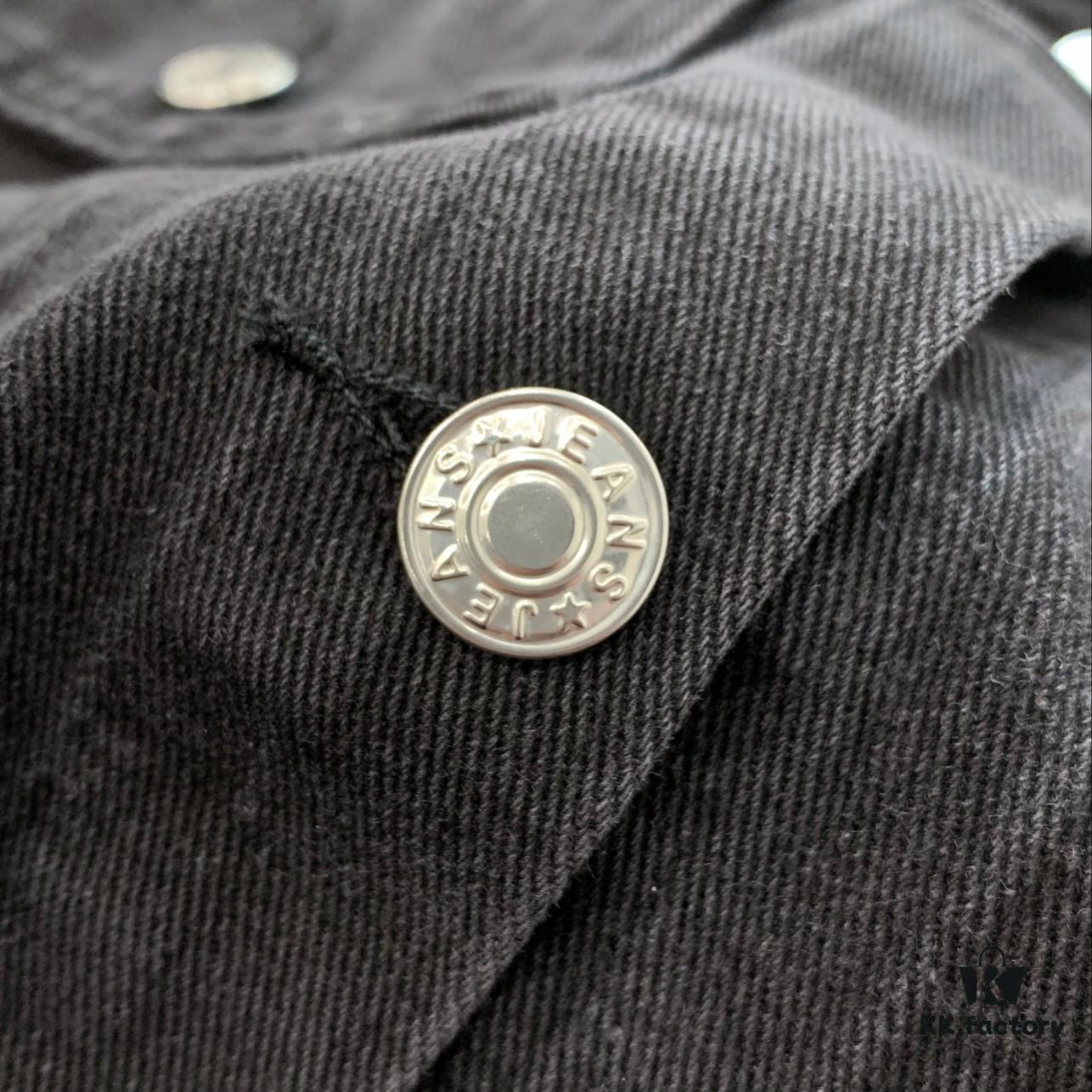 Balenciaga Double B Graffiti White Splatter Print Vintage Wash Denim Jacket