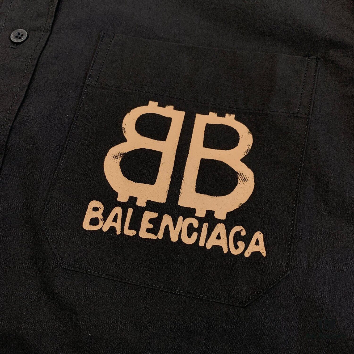 New Balenciaga BLCG 24SS Double-B Orange Graffiti Logo Long-Sleeve Shirt with Full-Arm Print