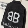 Balenciaga Double B Graffiti White Splatter Print Vintage Wash Denim Jacket