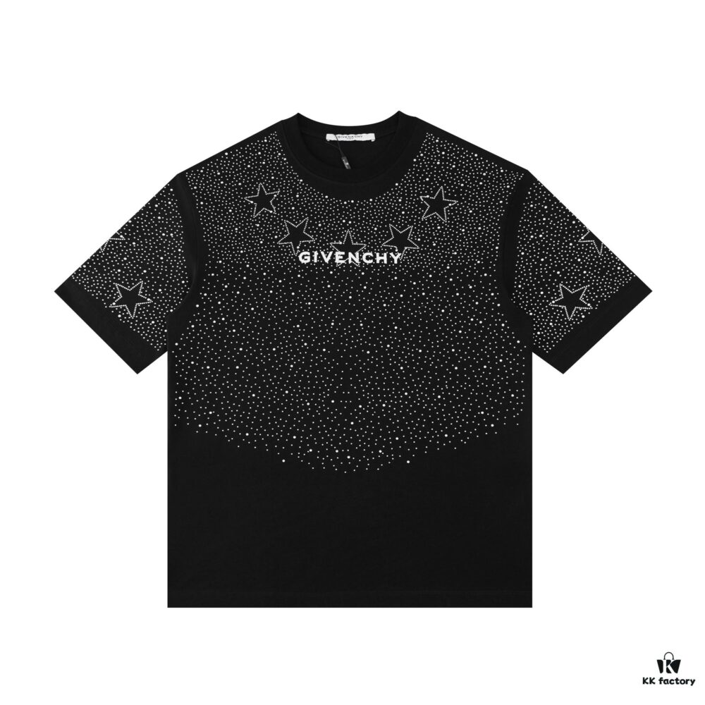 2025 New Balenciaga Rhinestone Embellished Short Sleeve T-Shirt